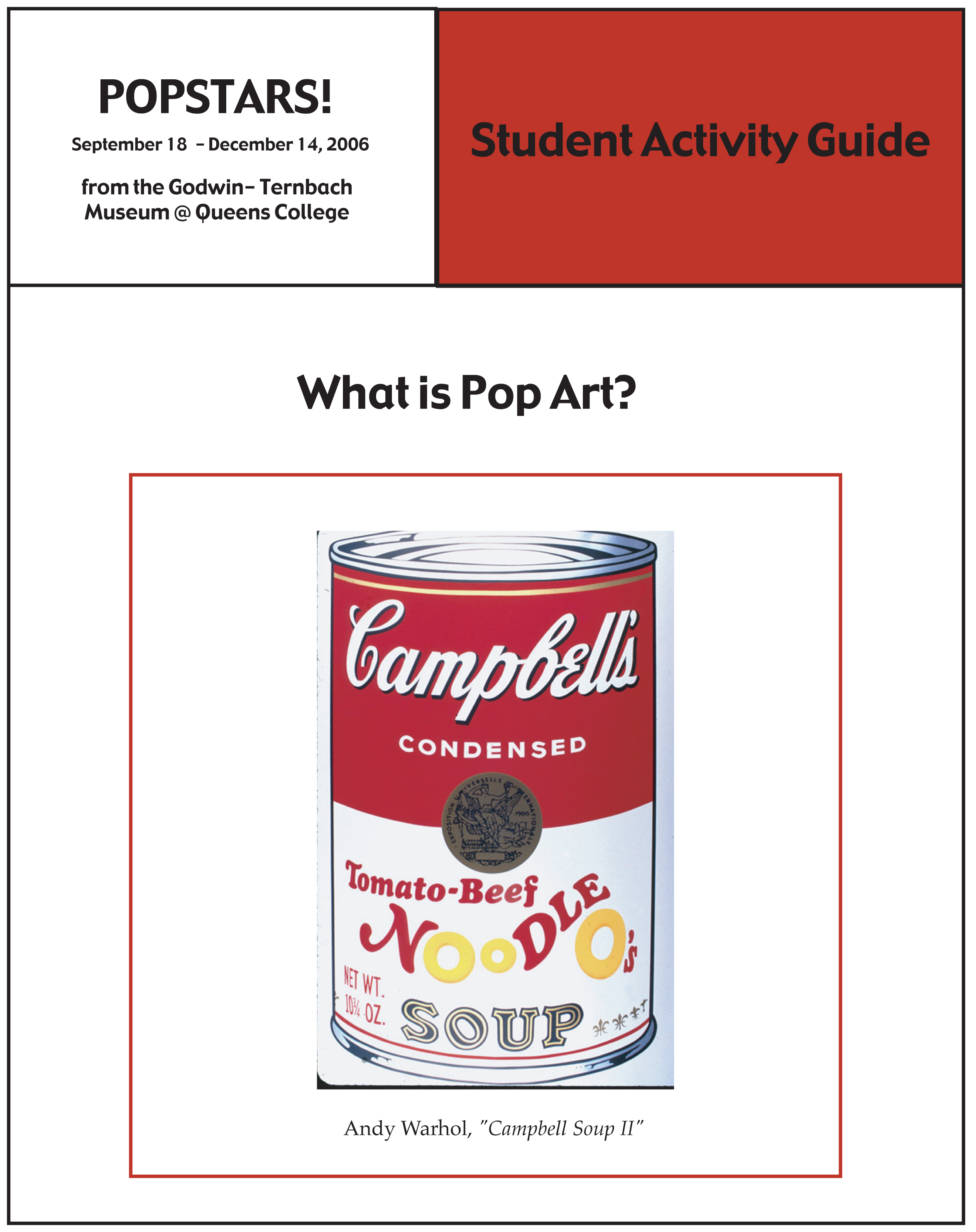 Pop Art Activity Guide cover